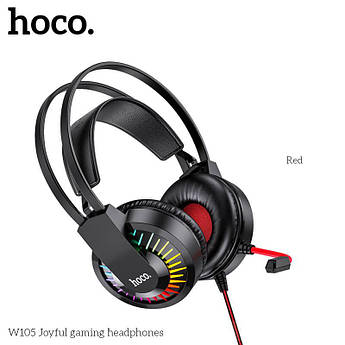 Навушники ігрові Hoco дротові з мікрофоном W105 Joyful Red