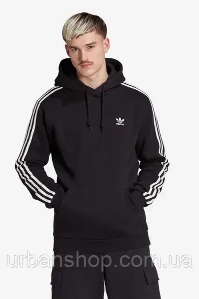 Adidas hoodie black white stripes hotsell