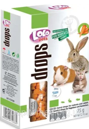 Ласощі для гризунів дропси овочеві Lolo Pets (Лоло Петс), 75 г, фото 1