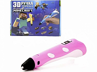 3D-ручка з LCD Дисплеєм Майнкрафт 3D PEN-5, Рожева