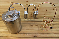 Дистиллятор Медный под НЕпроточную воду с двумя сухопарниками - Аппарат Патефон 3-11М - литров