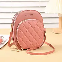 Сумочка жіноча для телефону клатч через плече еко-шкіра 18*15*6см рожева (5-0180)