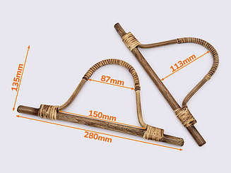 Дерев'яні ручки для сумки з ротанга (88-2041)