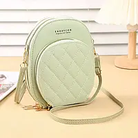 Сумочка жіноча для телефону клатч через плече еко-шкіра 18*15*6см світло-зелена (5-0182)