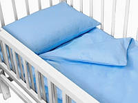 Уютный сменный комплект постельного белья в кроватку для мальчика из 3 предметов простынь на резинке голубой