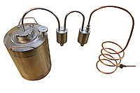 Дистиллятор Медный под НЕпроточную воду с двумя сухопарниками - Аппарат Патефон 3-11М - литров 30