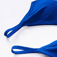 Безшовний комплект жіночої білизни Lesko 1608# Синій M 70/75 ABC труси та топ у рубчик 3 шт., фото 5