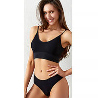 Труси та топ у рубчик Lesko 1608# Чорний L 80 ABC безшовний комплект жіночої білизни 14 шт., фото 3