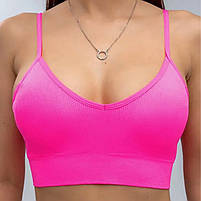 Топ жіночий у рубчик Lesko 08WX# Рожевий електрик M 70/75 ABC з нерегульованими бретелями 4 шт., фото 2