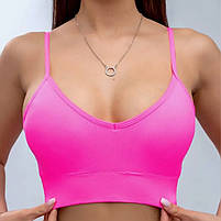 Топ жіночий у рубчик Lesko 08WX# Рожевий електрик M 70/75 ABC з нерегульованими бретелями 4 шт., фото 4