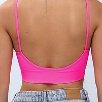 Топ жіночий у рубчик Lesko 08WX# Рожевий електрик M 70/75 ABC з нерегульованими бретелями 4 шт., фото 5