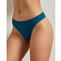 Комплект безшовні труси та топ Lesko 0202# L 80 ABC Туркус у рубчик жіночий 2 шт., фото 5