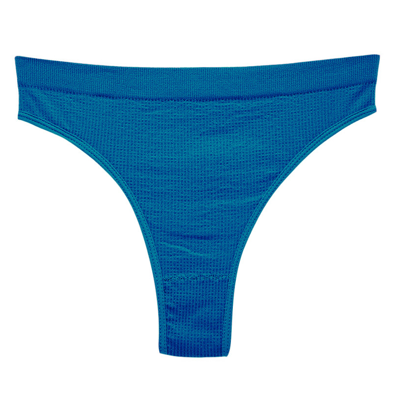 Жіночі безшовні трусики Lesko A66# Туркус L стринги в рубчик спідня білизна 4 шт., фото 1