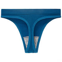Жіночі безшовні трусики Lesko A66# Туркус L стринги в рубчик спідня білизна 4 шт., фото 3