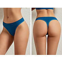 Жіночі безшовні трусики Lesko A66# Туркус L стринги в рубчик спідня білизна 4 шт., фото 4