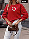 Жіноча кофта червоного кольору з начосом виробництва Туреччина Розміри: 46,48,50,52 (21052-1), фото 2