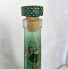 Декоративна інтер'єрна пляшка з авторським розписом "Малахітові квіти", фото 7