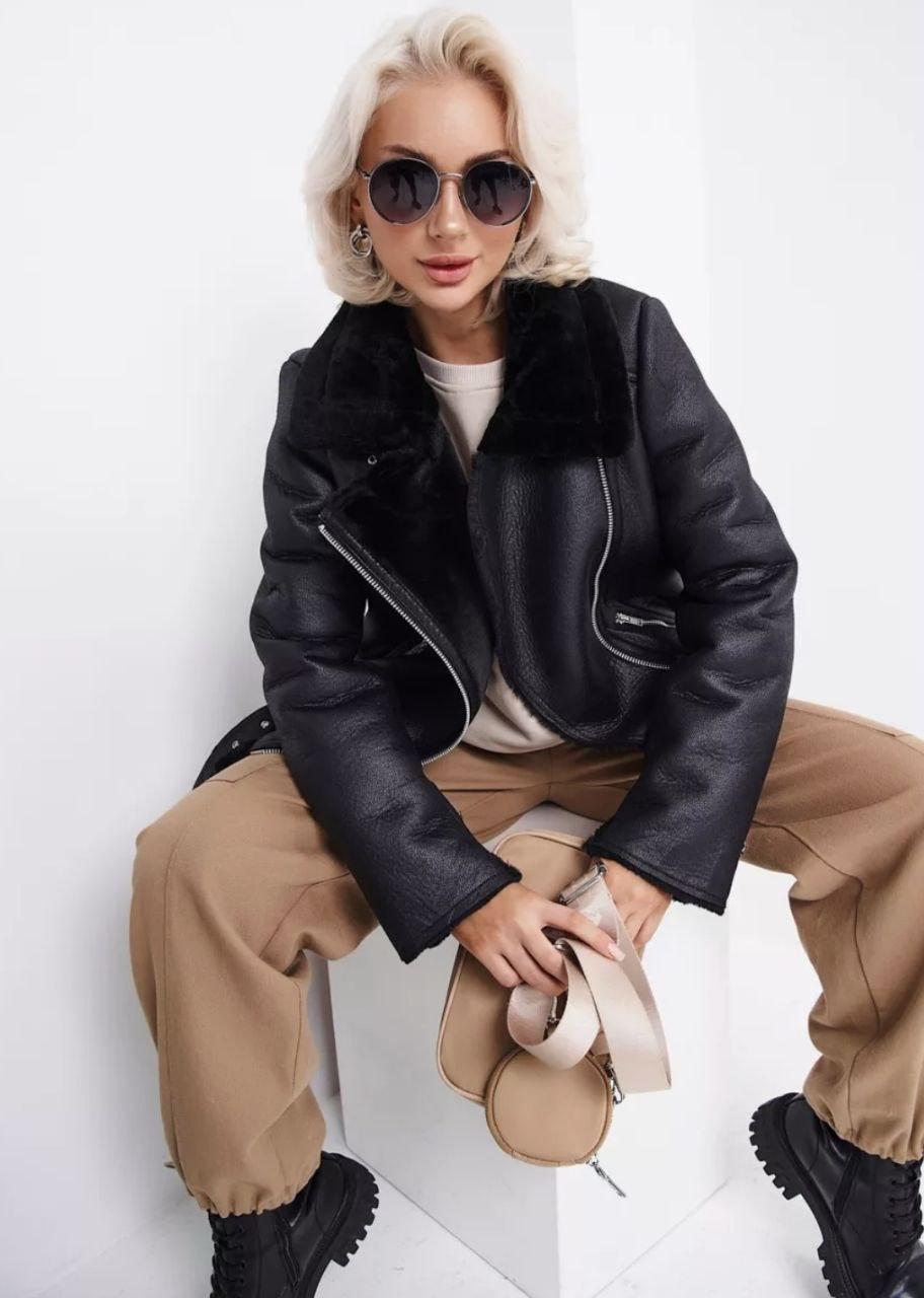 Жіноча дублянка Авіатор зі штучним хутром, дубльонка дубленка, фото 1