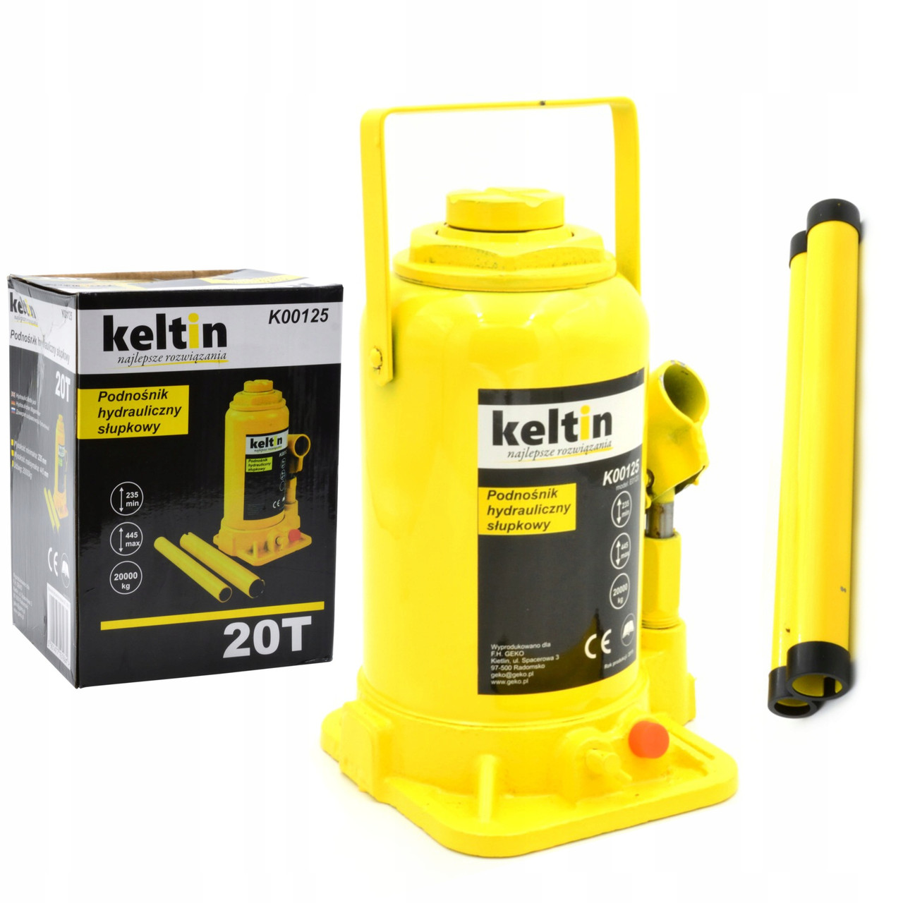 Домкрат пляшковій гідравлічний 20T Keltin K00125