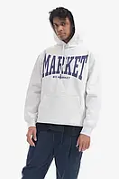 Urbanshop Бавовняна кофта Market Persistent Logo Hoodie чоловіча колір сірий з капюшоном з принтом