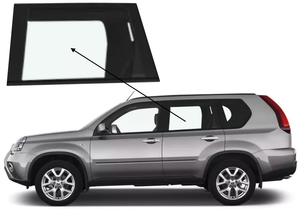Бічне скло Nissan X-Trail 2007-2014 T31 задніх дверей ліве, фото 1