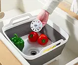 Складна раковина з ручками та отвором під злив води, Кошик із ручками, зливом і пробкою, фото 5