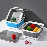 Складна раковина з ручками та отвором під злив води, Кошик із ручками, зливом і пробкою, фото 7