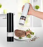 Електричний млин для спецій, Подрібнювач солі та перцю на батарейках, Автоматична перцемолка, фото 5
