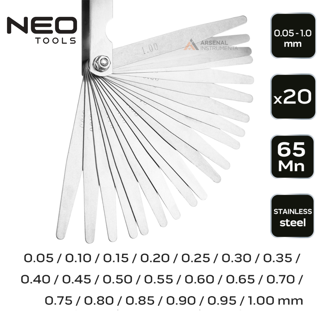Набір щупів, 20 пластин (0.05 - 1.0 мм) NEO 11-191