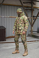 Тактический мужской комплект мультикам ЗСУ зимняя парка+штаны софтшел, комплект военный парка+штаны+бафф