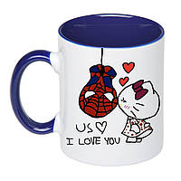 Чашка с принтом "Us, I love you" 330мл (цвет синий) (17724)