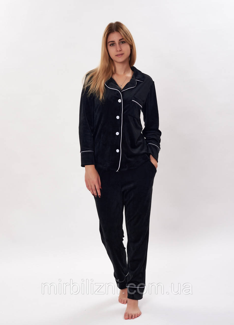 Піжама жіноча Bahar чорний, арт.4020-1 (рубашка, брюки, велюр)