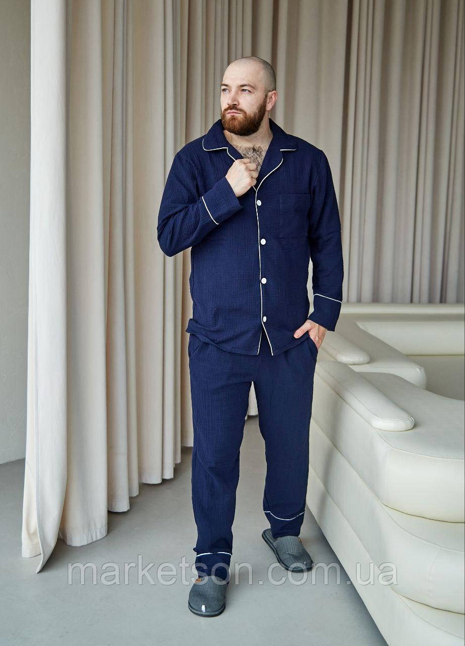 Чоловіча піжама муслінова домашній костюм р.M.L,XL,2XL