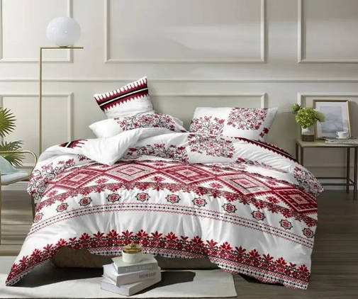 Двоспальний-максі комплект постільної білизни "Вишиванка" з простирадлом 220/250, фото 1