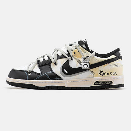 Чоловічі Кросівки Nike SB Dunk x Off White Robinson Low / Найк СБ Данк Офф Вайт Робінсон Низькі Білі з Чорним, фото 1