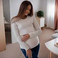 Лонгслів кофта для вагітних і годуючих мам модна бавовняна білого кольору
