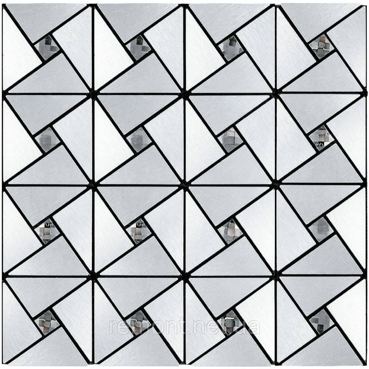 Самоклеюча алюмінієва плитка 300х300х3мм Срібло зі стразами SW-00001325, фото 1