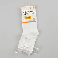 Высокие детские носочки нарядные ажурные однотонные деми носки с бантиками для девочки BROSS