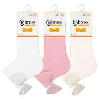 Высокие детские носочки нарядные ажурные однотонные деми носки с бантиками для девочки BROSS