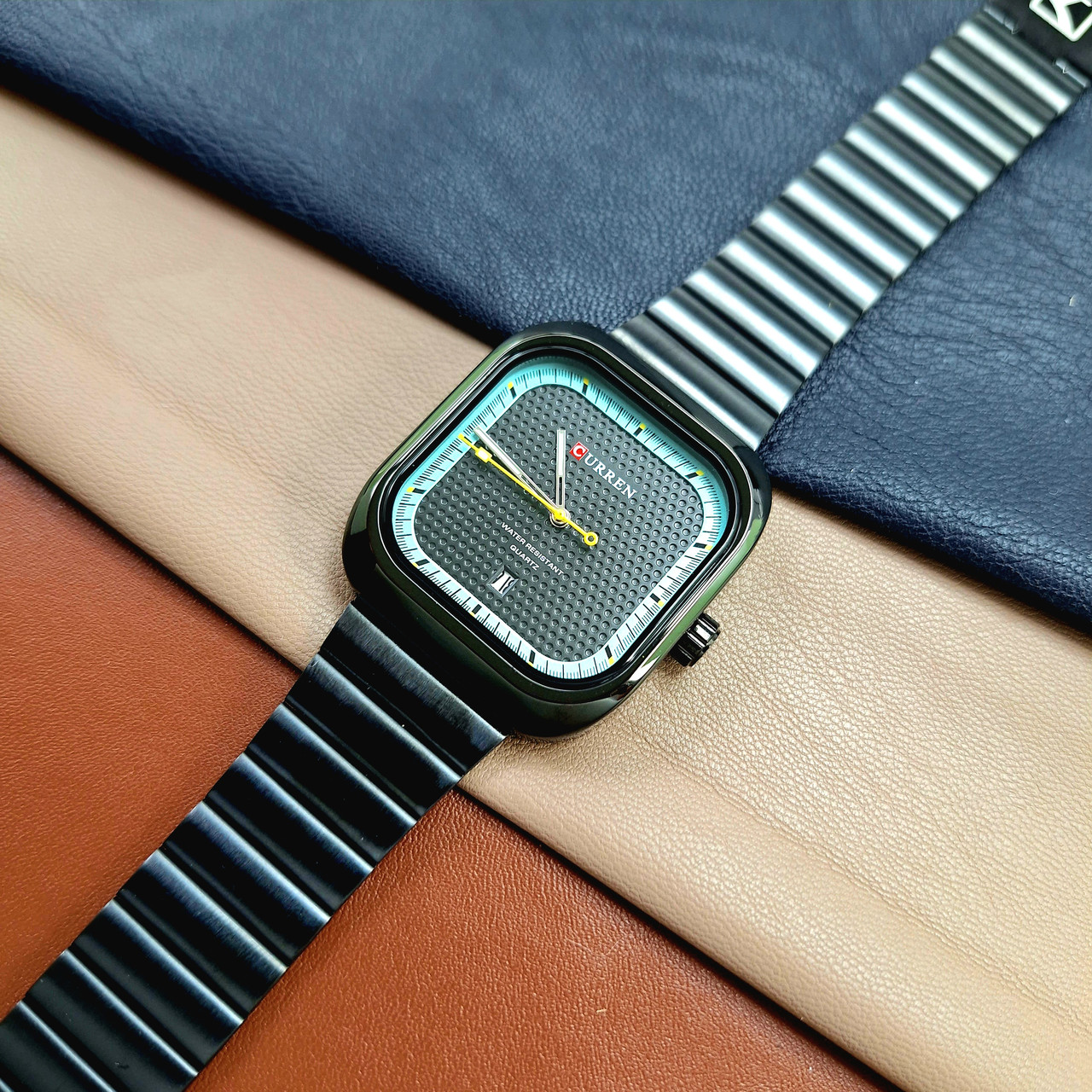 Чоловічий класичний кварцевий стрілковий наручний годинник Curren 8460 All Black