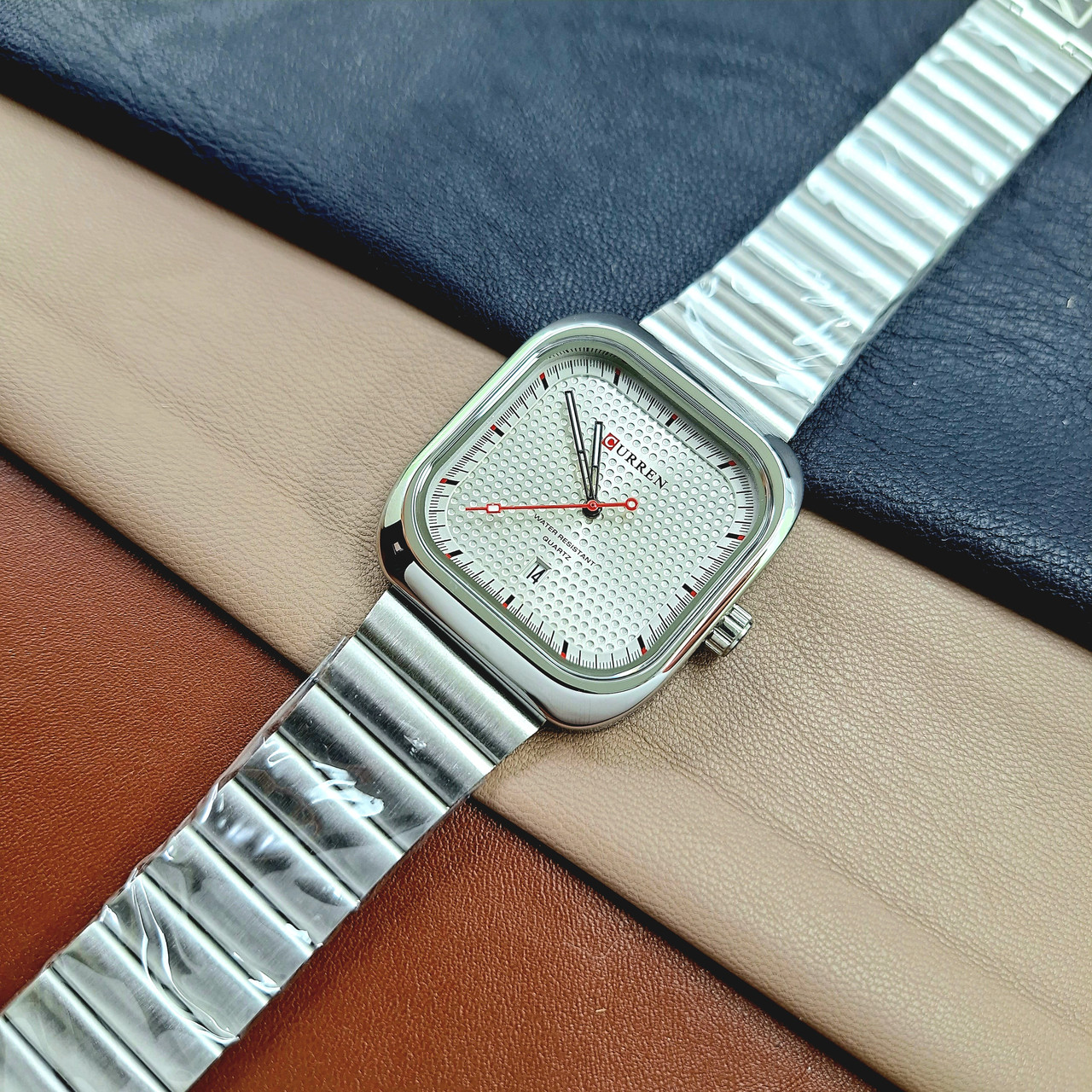 Чоловічий класичний кварцовий стрілковий наручний годинник Curren 8460 Silver-Silver
