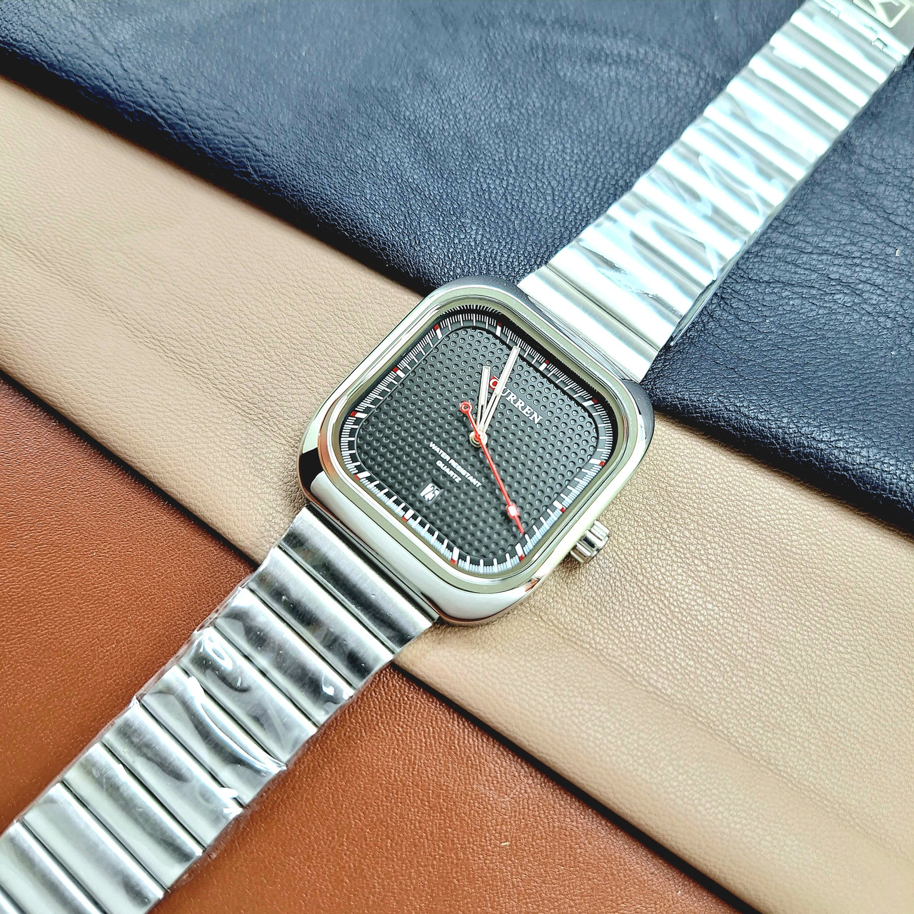 Чоловічий класичний кварцевий стрілковий наручний годинник Curren 8460 Silver-Black