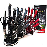 Набор 9 предметов ножей ZP-076_1/ цвет красный,серый,черный
