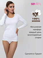 Лонгслів жіночий Sevim біла, арт.150 (бавовна, фасон горловини круглий)