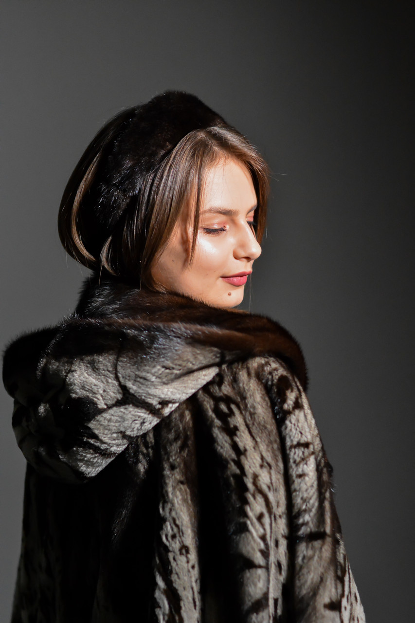 Обруч для волос MyScarf меховый one size цвет шоколадный, натуральная норка, фото 1