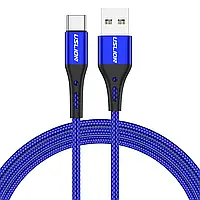 Кабель USB Type-C - USB (3m) провод быстрой зарядки для телефона USLION US0175BE.3 Синий