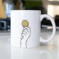 Оригинальная подарочная чашка с принтом "Bitcoin" 330 мл белая с биткоином керамическая и качественная кружка
