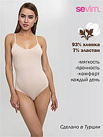 Боді Sevim бежеве, арт.2015 (бавовна, без візерунків та принтів)
