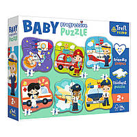 Пазлы для малышей Профессии и транспорт "Baby Progressive" Trefl 44001, 6 картинок, World-of-Toys