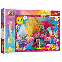 Пазлы детские глиттерные "Блестящая дружба" Trefl 14829, 100 элементов, World-of-Toys